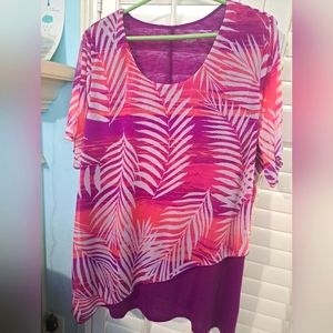 Catherine's 1x purple and pink swing blouse